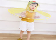 Cute Little Yellow Duck Childrens Waterproof Raincoats UFO Umbrella Hat Magical Hands Free