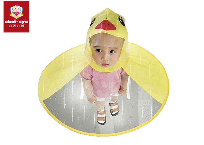 Yellow Duck Childrens Waterproof Ponchos , Baby Hiking UFO Raincoat Cloak