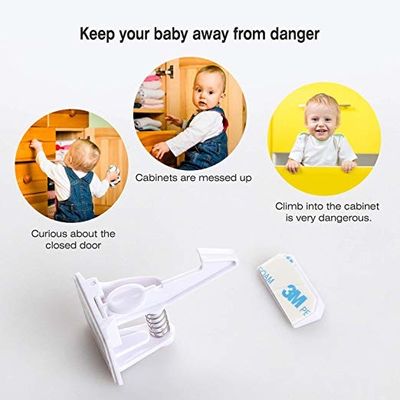 Baby Safety Spring Lock Child Drawer Cabinet Latch Lock Keyless Hidden Spring Locks