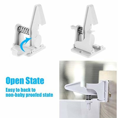 Ebei-eya Child Safety Cabinet Locks Childproof ABS Black And White Spring Cabinet Drawer Lock Latch