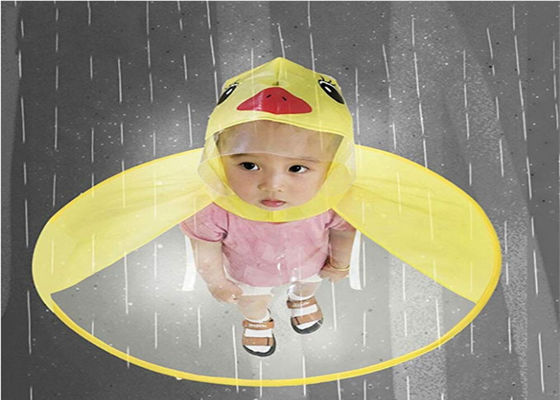 Yellow Duck Childrens Waterproof Ponchos , Baby Hiking UFO Raincoat Cloak