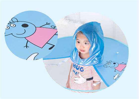 Foldable Clear Plastic Raincoat Cute Cartoon Peppa Pig UFO Shape Rain Hat Cape