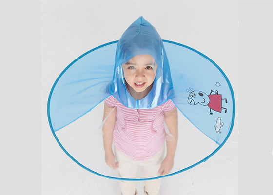 Foldable Clear Plastic Raincoat Cute Cartoon Peppa Pig UFO Shape Rain Hat Cape