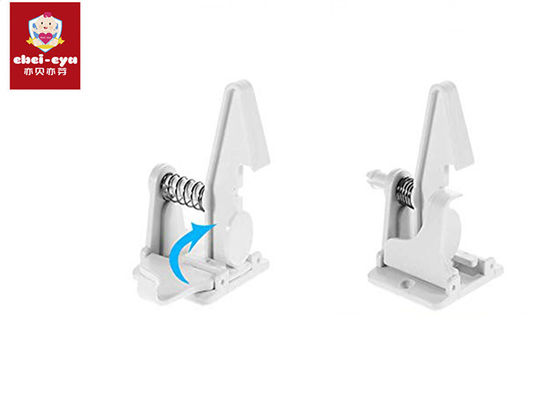 White Child Proof Cabinet Locks , Baby Safety Spring Drawer Lock