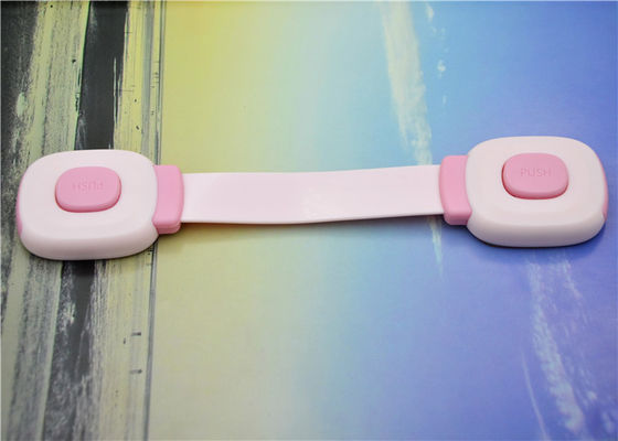 Logo Printing Child Safety Cabinet Locks Pink Strap Push Both Ends Latches Durable