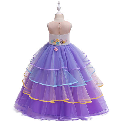 Girls Cotton Polyester Blending Puffy Ball Gowns Size 110cm 150cm