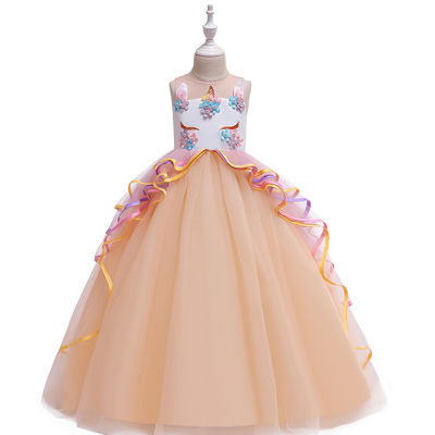 Girls Cotton Polyester Blending Puffy Ball Gowns Size 110cm 150cm