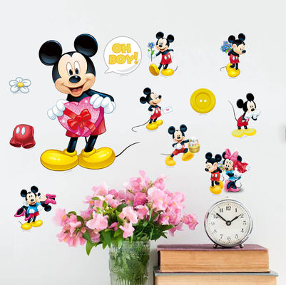 Peel And Stick PVC Material Mickey Mouse Wall Stickers With Glitter