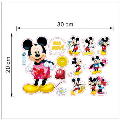 Peel And Stick PVC Material Mickey Mouse Wall Stickers With Glitter