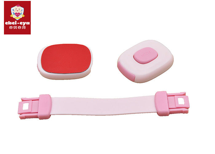 Logo Printing Child Safety Cabinet Locks Pink Strap Push Both Ends Latches Durable